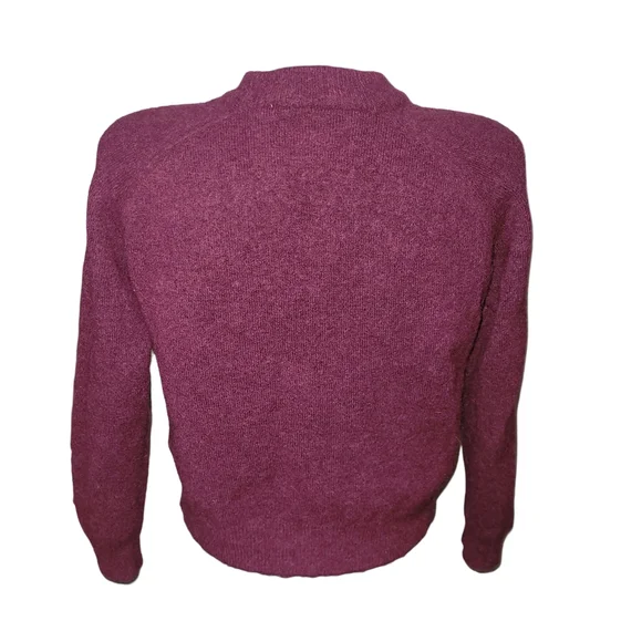 Zara Burgundy Wool Alpaca Blend Knit Crewneck Sweater Size S - Picture 6 of 7